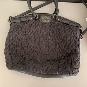 Coach grey leather satchel cross body